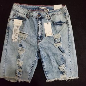Vince blue Bermuda ripped shorts size 14